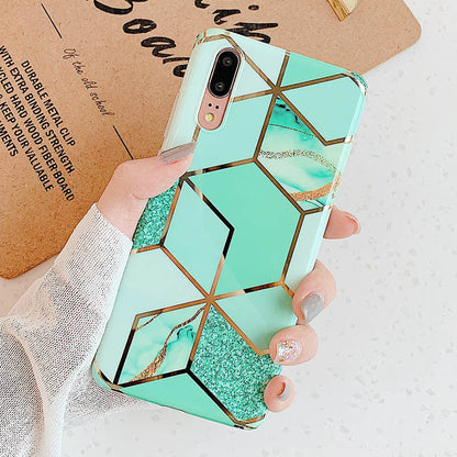 Anymob Samsung Green Marble Flower Case Back Cover Art Leaf Silicone Phone Protection-Mobile Phone Cases-PEROZ Accessories