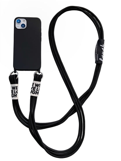 Anymob iPhone Black Crossbody Lanyard Neck Strap Cord Case Matte Soft Silicone Cover-Mobile Phone Cases-PEROZ Accessories