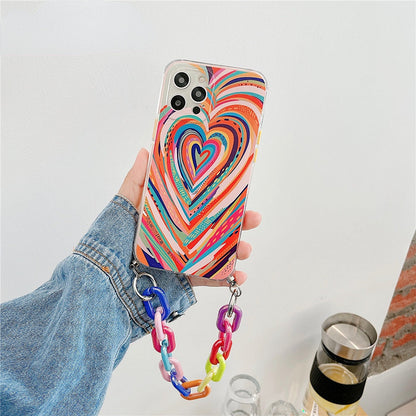 Anymob iPhone Case Colors Art Graffiti Love Heart Bracelet Colorful Chain Soft Silicone Case-Mobile Phone Cases-PEROZ Accessories