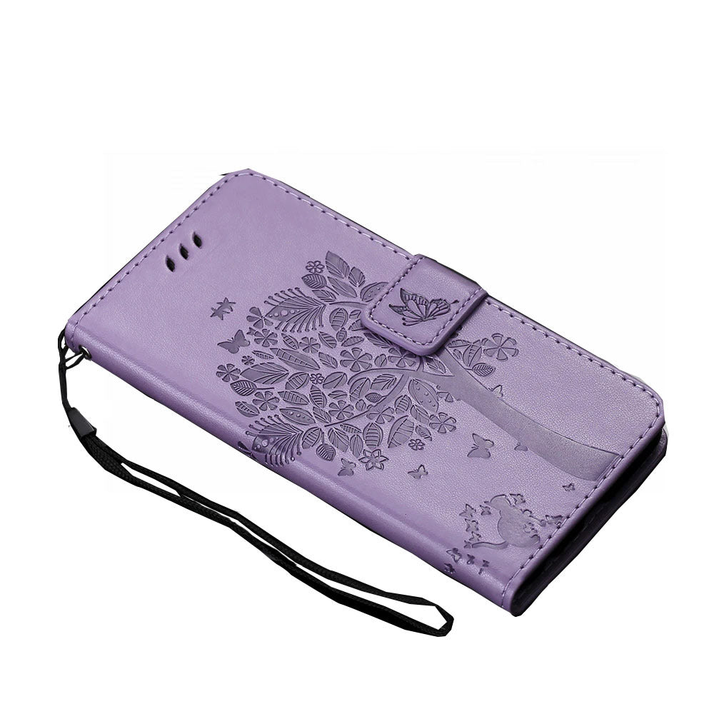 Anymob Huawei Phone Case Purple Flip Leather 3D Tree Shell Wallet Cover-PEROZ Accessories