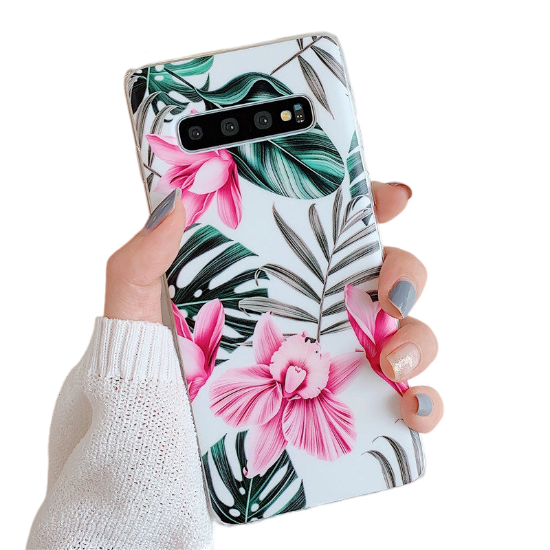 Anymob Samsung Case Green and Pink Floral Design Art Leaf Flower Silicon Without Holder Stand Phone Cover-Mobile Phone Cases-PEROZ Accessories
