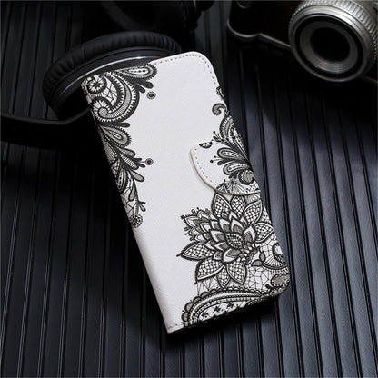 Anymob Samsung Case White And Gray Flower Design Flip Leather Wallet Phone Cover Protection-Mobile Phone Cases-PEROZ Accessories