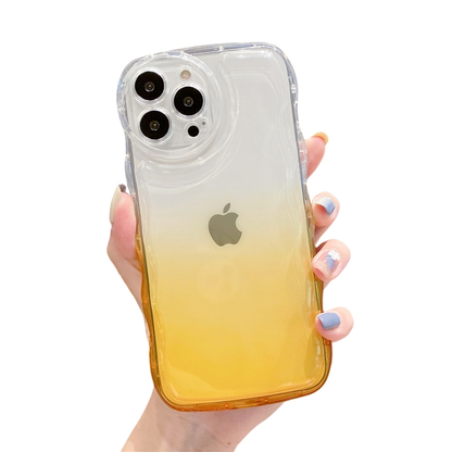 Anymob iPhone Honey Yellow Gradient Clear Curly Wave Case Shockproof Transparent Silicon Phone Cover-Mobile Phone Cases-PEROZ Accessories