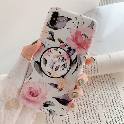 Anymob iPhone Case Light Pink Holder Stand Silicone Phone Back Cover-Mobile Phone Cases-PEROZ Accessories