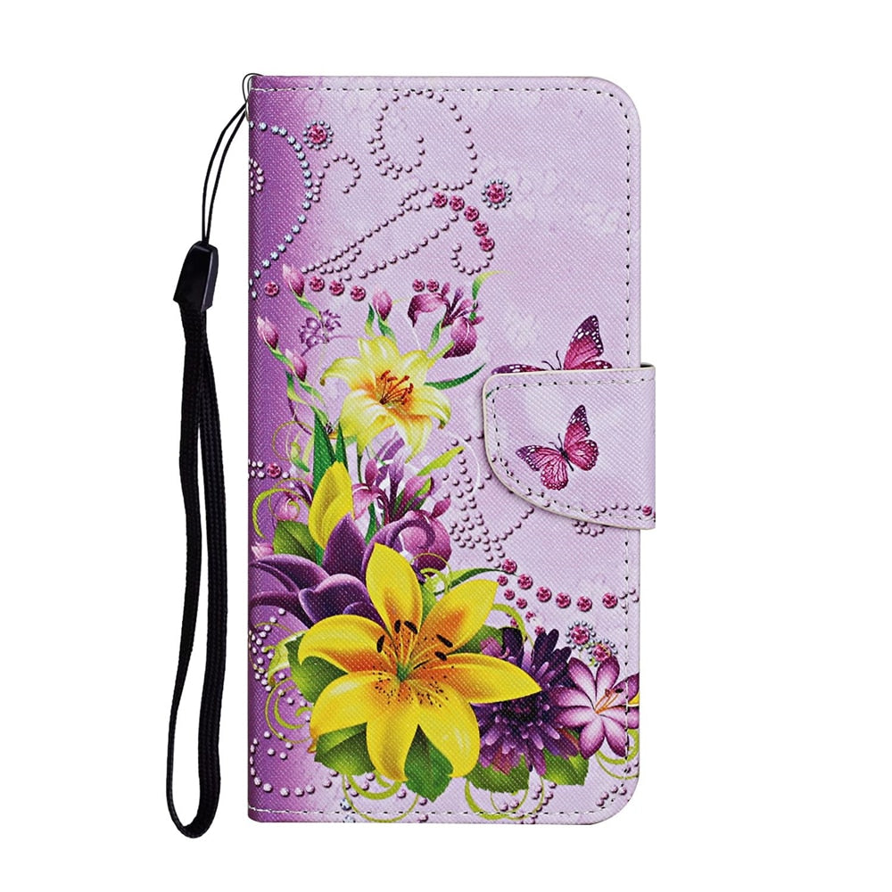 Anymob Samsung Pink And Yellow Flower Flip Wallet Phone Case Leather Stand Function Cover-Mobile Phone Cases-PEROZ Accessories