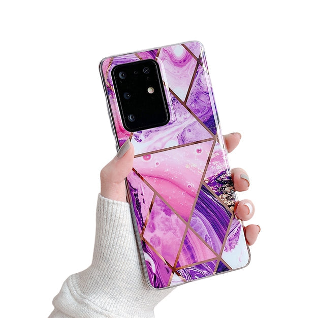 Anymob Samsung Purple Geometric Marble Phone Case Silicone Cover-Mobile Phone Cases-PEROZ Accessories