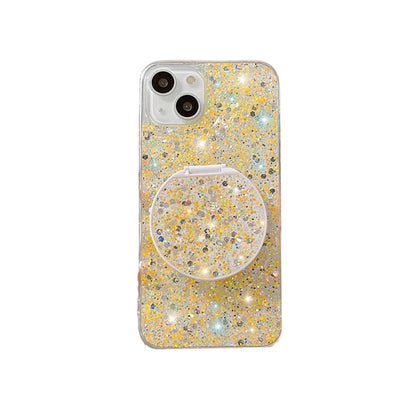 Anymob iPhone Case Yellow Mirror Holder Gradient Glitter Soft Silicon Phone Back Cover-Mobile Phone Cases-PEROZ Accessories