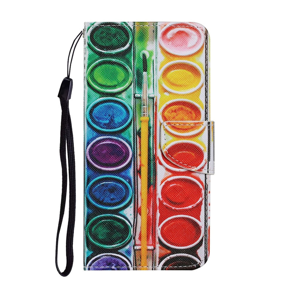 Anymob iPhone Water Paint Painted Phone Case Magnetic Wallet Card slot Back Cover-Mobile Phone Cases-PEROZ Accessories