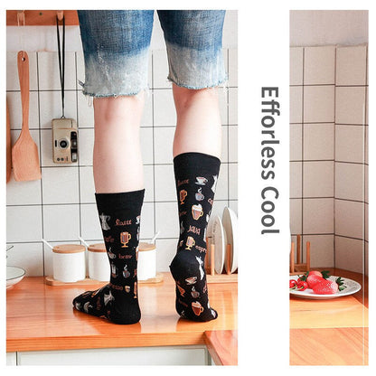 Anysox 5 Pairs One Size 5-11 Mixed Color Socks Random Cotton Fashion Woman Skateboard Oil Paitiing-Socks-PEROZ Accessories