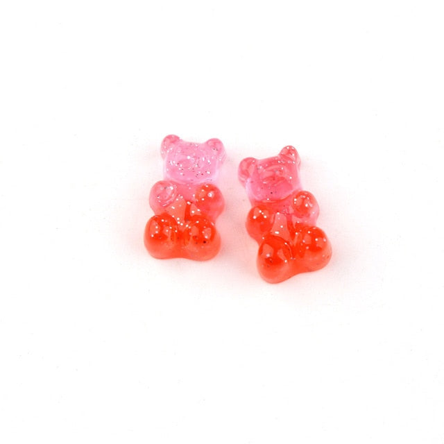 Anykidz 10pcs Rose Pink Glitter Bear Shoe Charm Accessories Jeans Clogs Pendants Designer Ornament Jibbitz for Crocs-Shoe Charms-PEROZ Accessories