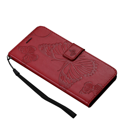 Anymob Xiaomi Redmi Gloss Maroon Wrist Chain Case Butterfly Pattern Soft Leather Phone Cover-Mobile Phone Cases-PEROZ Accessories