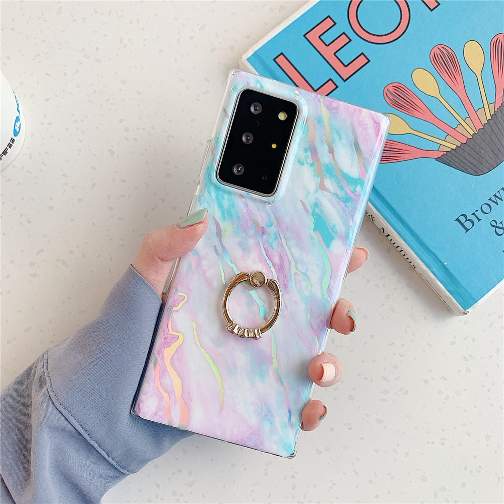 Anymob Samsung Case Peach and Blue Marble Protection Soft Cover With Ring Holder Stand-Mobile Phone Cases-PEROZ Accessories