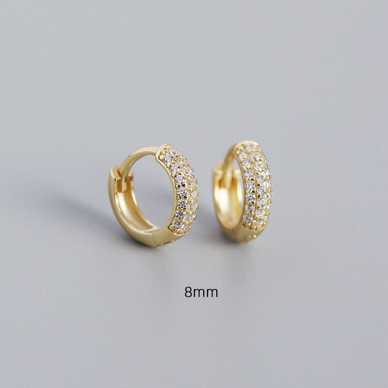 Anyco Earrings Luxury Zircon Punk Circle Hoop Bohemian Piercing Ear Buckle For Women Accessories 8MM Gold-Earrings-PEROZ Accessories