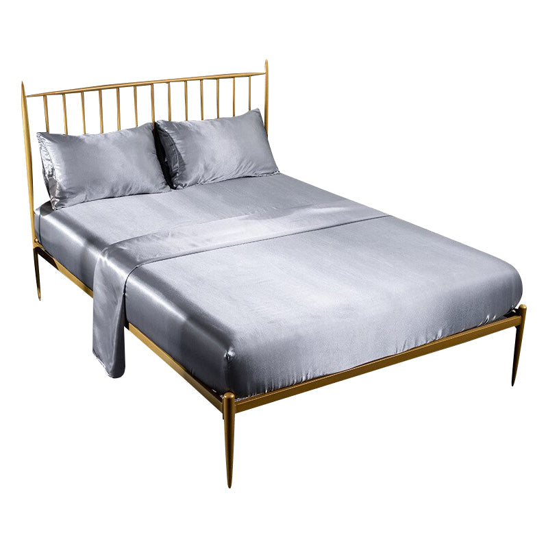 Anyhouz Fitted Sheet Twin Size Grey Luxury Silky Beddings Set with Pillow Cases-Beddings-PEROZ Accessories
