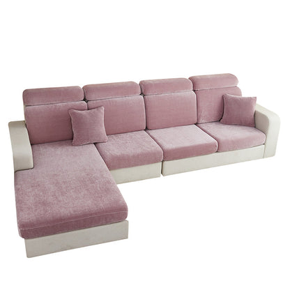Anyhouz Sofa Cover Old Rose L-Shape Polyester Chenille Thick Stretchable Cushion For Living Room Enlarge Size Small-Slipcovers-PEROZ Accessories