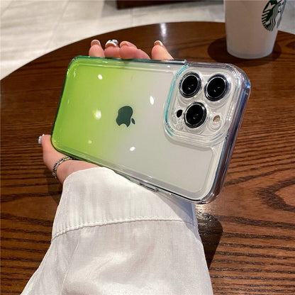 Anymob iPhone Case Apple Green Gradient Transparent Shockproof Camera Protection Mobile Cover iPhone13 12 11 X XR XS Pro Max Compatible-Mobile Phone Cases-PEROZ Accessories
