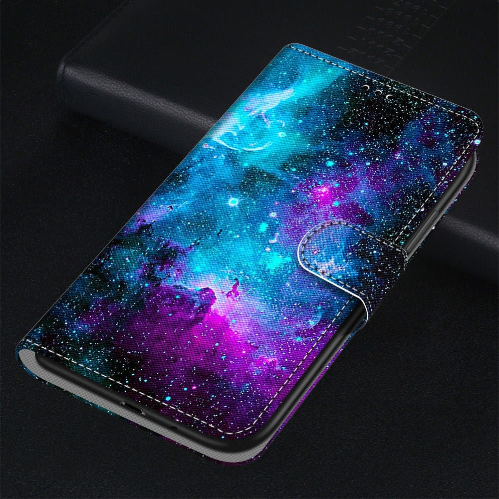 Anymob Samsung Case Sky Blue Magnetic Flip Leather Card Slot Wallet Phone Cover Protection-Mobile Phone Cases-PEROZ Accessories
