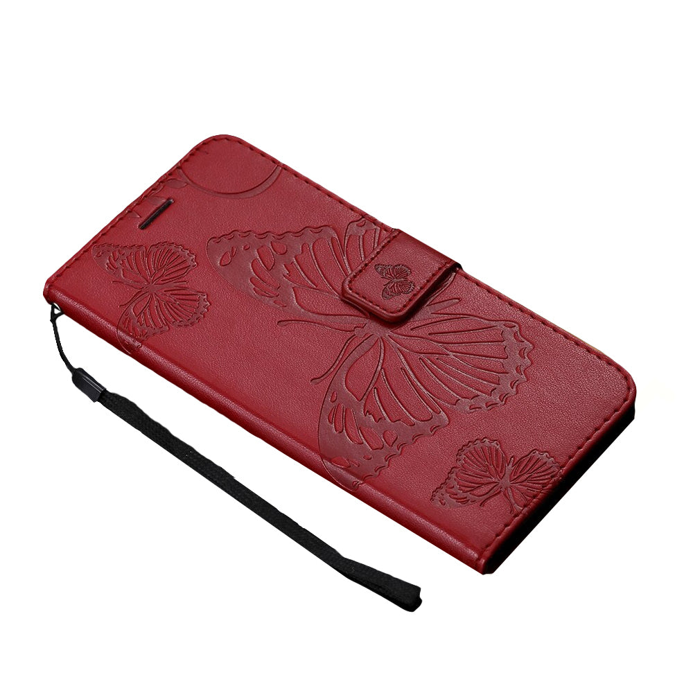 Anymob Huawei Red Leather Phone Case Butterfly Flip Wallet Cover Protection-PEROZ Accessories