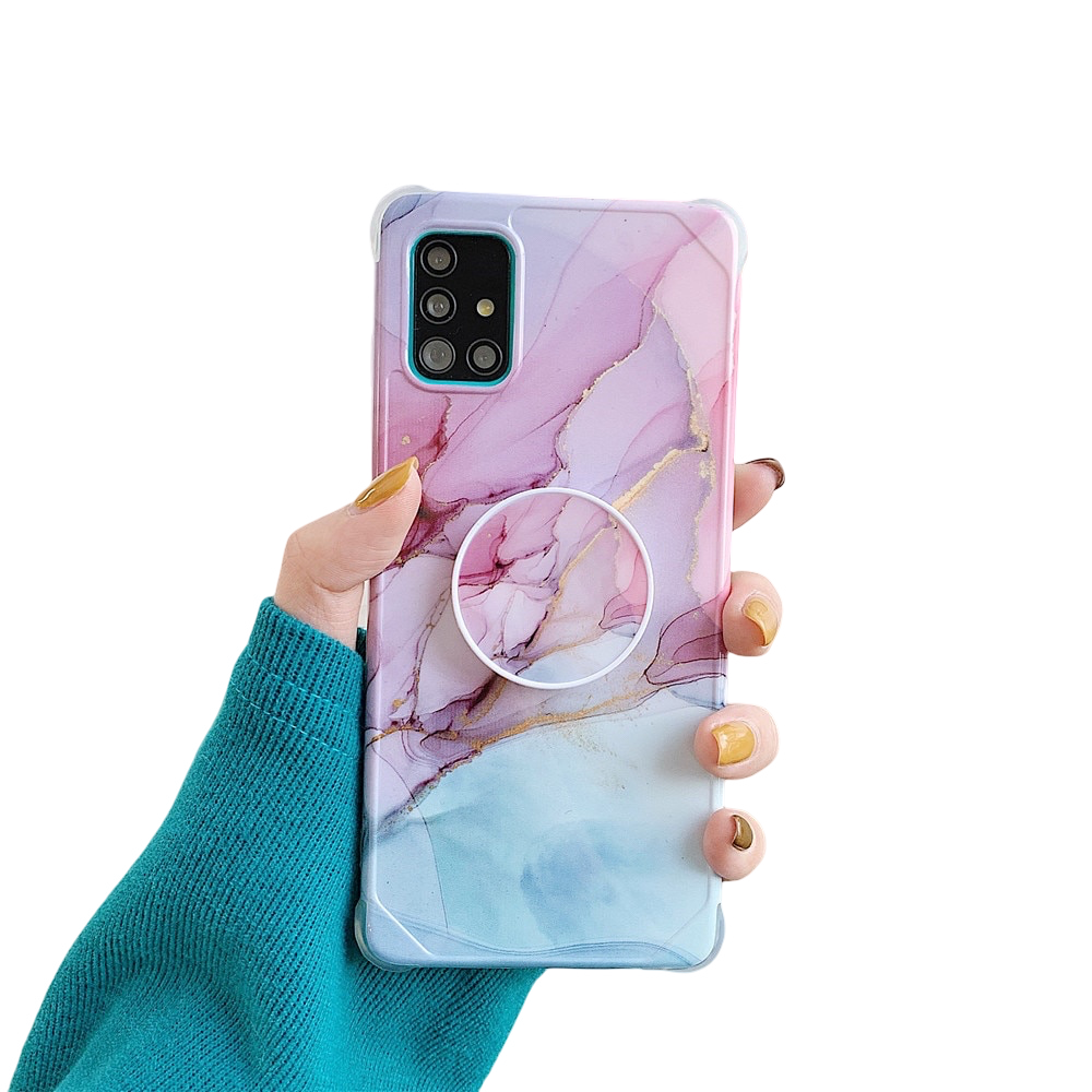 Anymob Samsung Case Purple And Light Blue Marble With Finger Ring Holder Silicone Phone Cover-Mobile Phone Cases-PEROZ Accessories