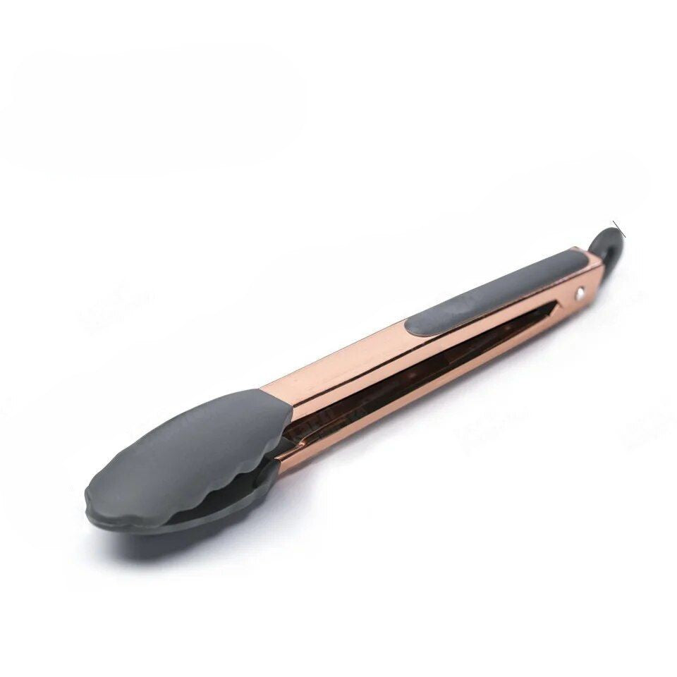 Anygleam Tong Stainless Steel Large Sumset Gold Handle Clip Heat Resistant Cooking Baking Salad Steak Kitchen Gadget-Kitchen Tools &amp; Utensils-PEROZ Accessories