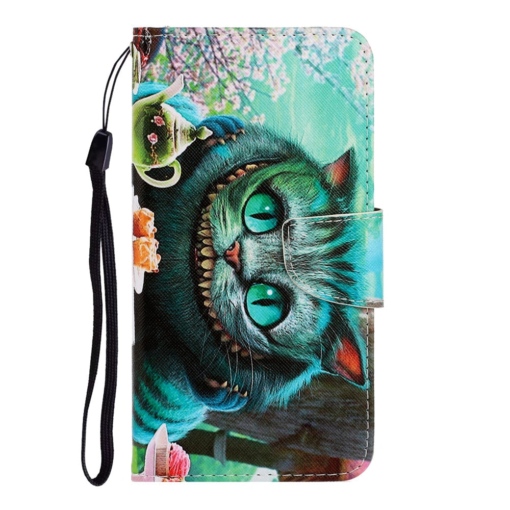 Anymob Samsung Invisible Cat Magnetic Flip Wallet Case Painted Leather Phone Cover-Mobile Phone Cases-PEROZ Accessories