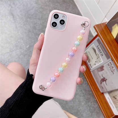 Anymob iPhone White Beads Bracelet Chain Case Silicone Cover With Wrist Strap-Mobile Phone Cases-PEROZ Accessories