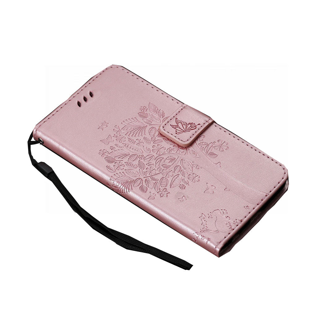 Anymob Huawei Phone Case Blush Flip Leather 3D Tree Shell Wallet Cover-PEROZ Accessories
