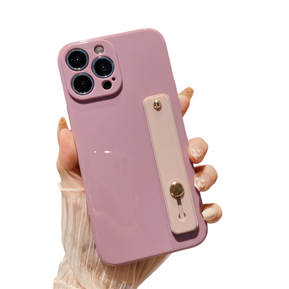 Anymob iPhone Case Light Purple Solid Color Lens Protection Wrist Strap Stand Silicone Bumper Cover-Mobile Phone Cases-PEROZ Accessories