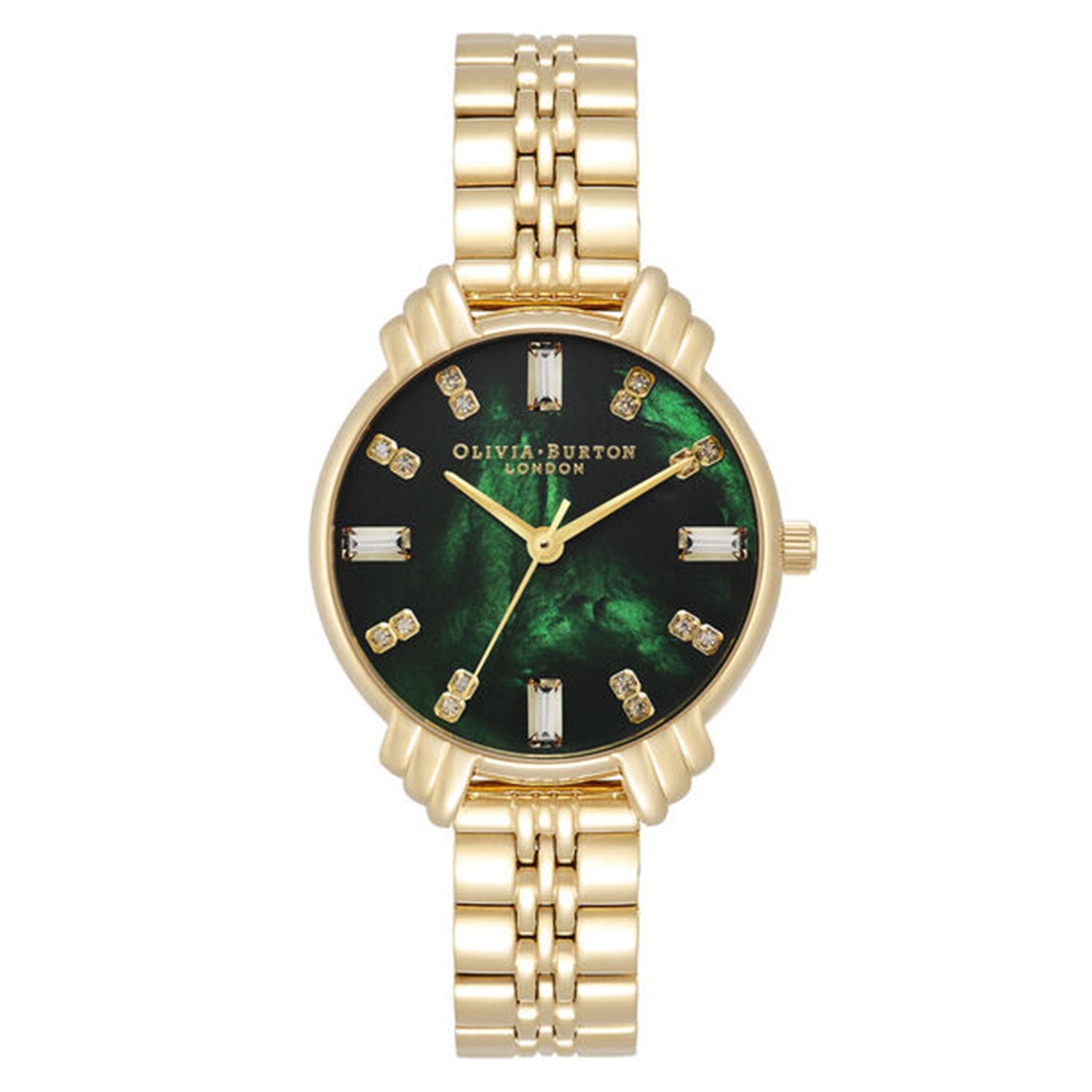 Olivia Burton Art Deco Midi Dial Emerald Green &amp; Gold Women&