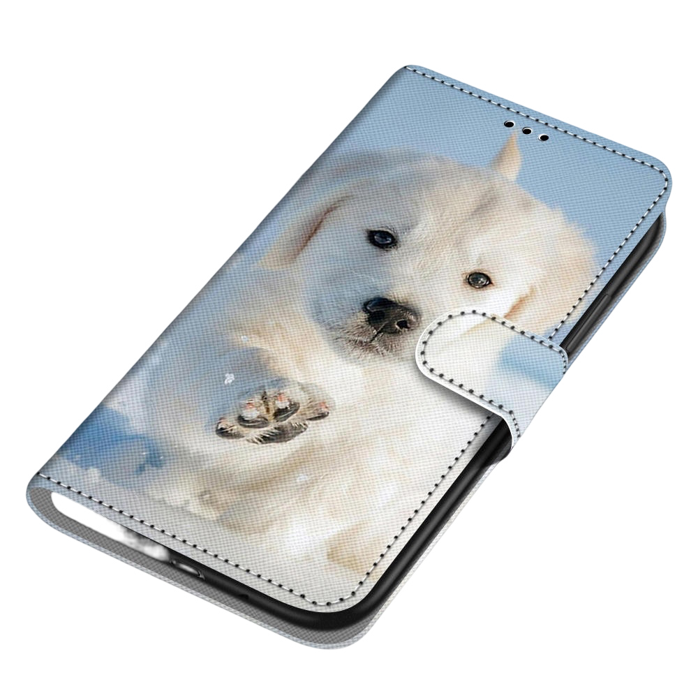 Anymob Samsung Case White Cute Puppy Painted Magnetic Flip Leather Card slot Wallet Book Style Cover-Mobile Phone Cases-PEROZ Accessories