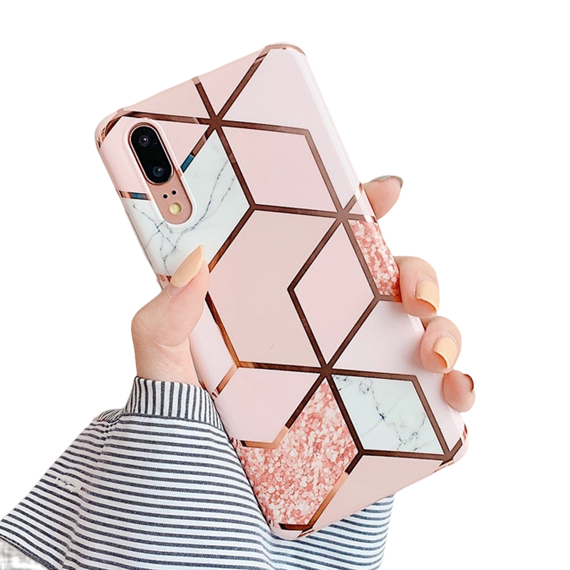 Anymob Samsung Baby Pink Marble Flower Case Back Cover Art Leaf Silicone Phone Protection-Mobile Phone Cases-PEROZ Accessories