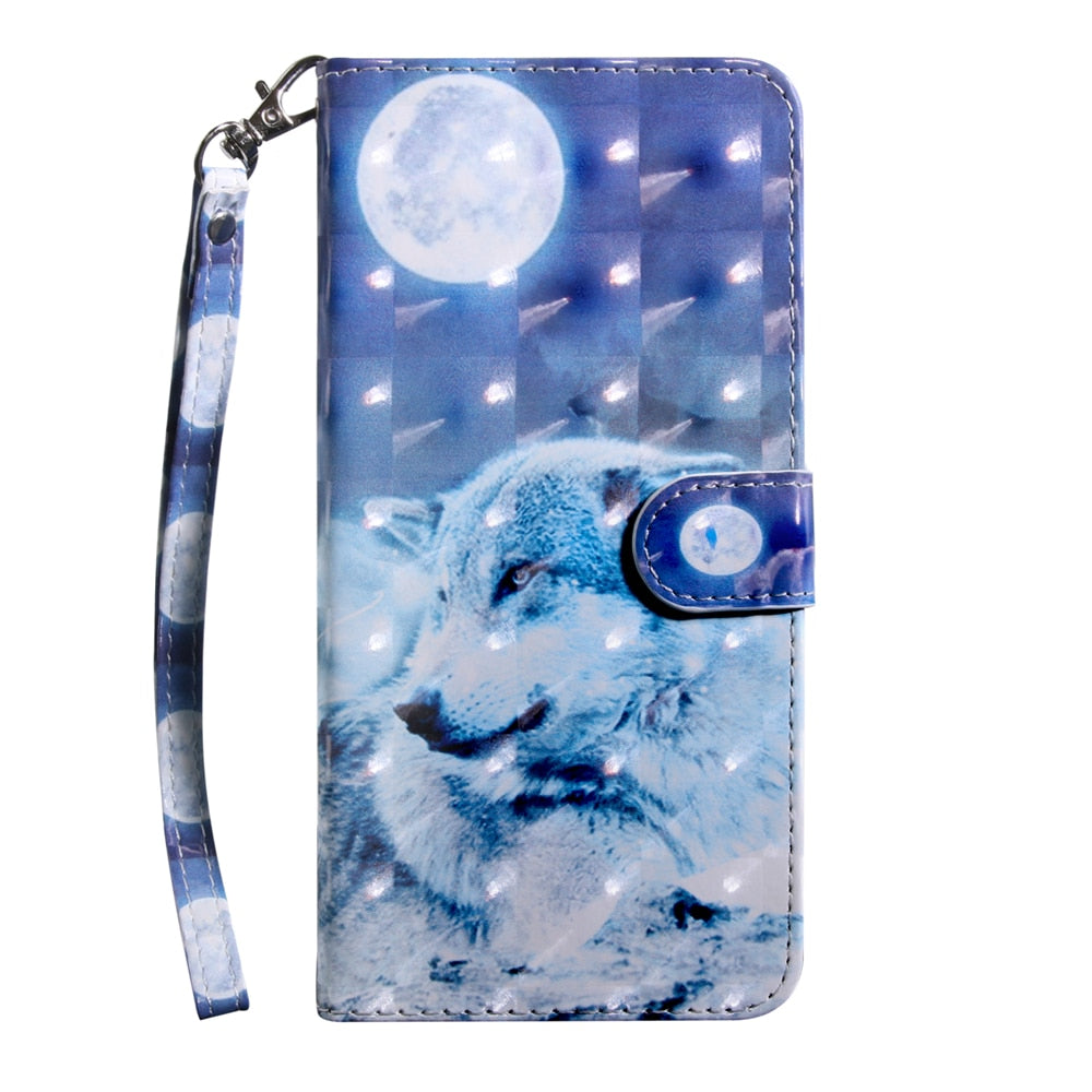 Anymob Xiaomi Redmi Phone Case Blue Wolf Leather Flip Wallet Cover-Mobile Phone Cases-PEROZ Accessories