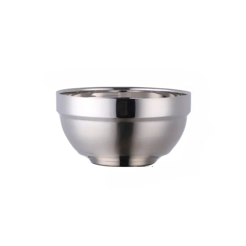Anygleam Silver 2Pcs Small Stainless Steel Rice Bowl Single Anti-Scalding Layer Cooking Utensil-Kitchen &amp; Dining-PEROZ Accessories