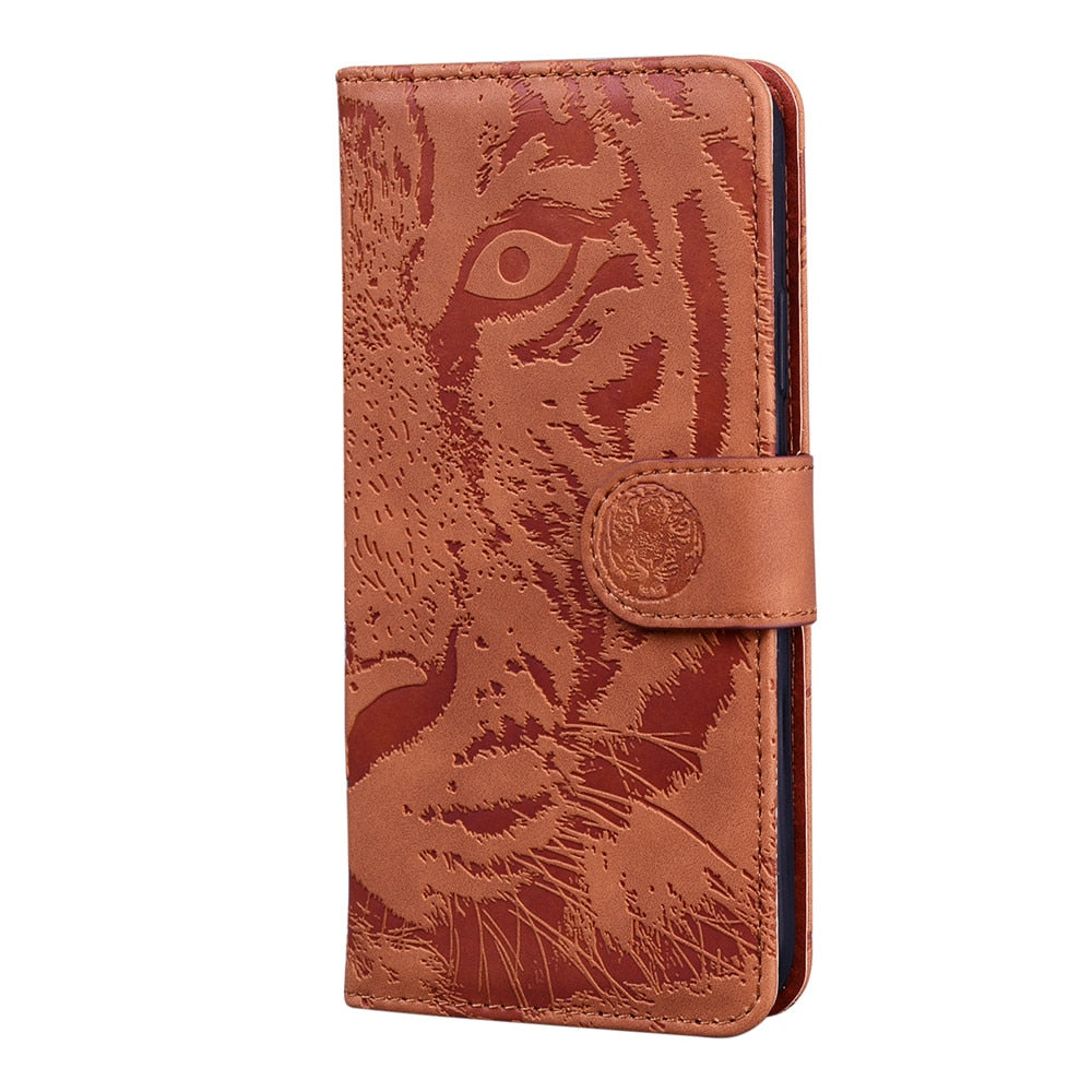 Anymob iPhone Brown Flip Leather Case Tiger Wallet Cover Book Style With Card Slot Cover-Mobile Phone Cases-PEROZ Accessories