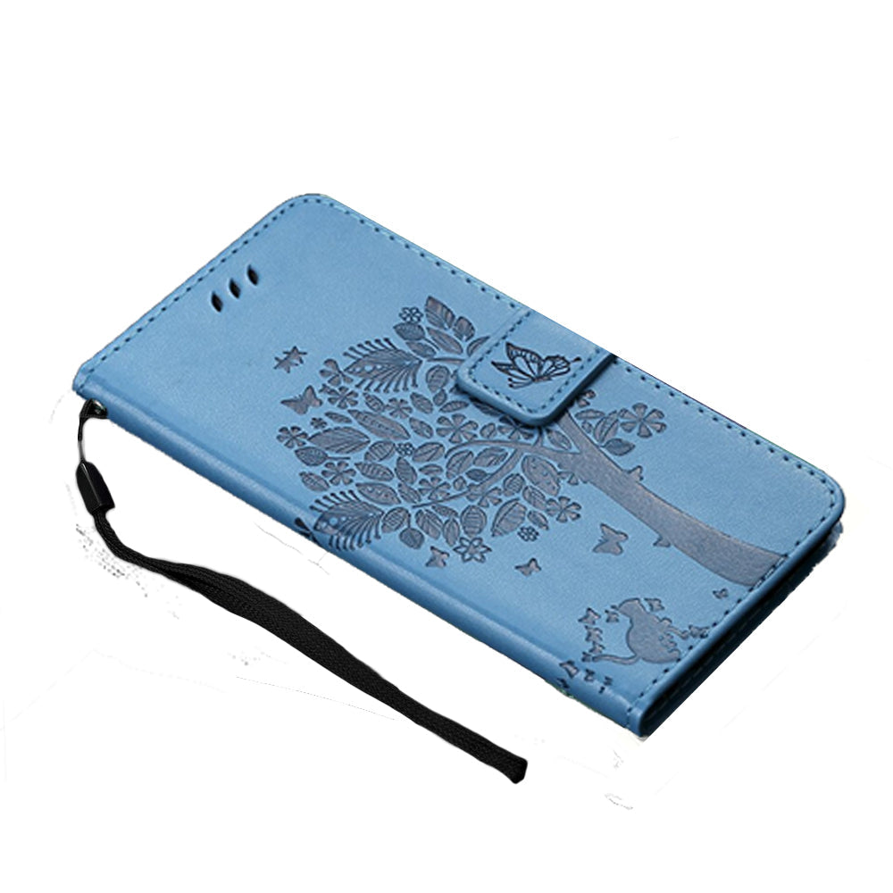 Anymob Huawei Blue Leather Flip Case Wallet Cover Cat Phone Shell-Mobile Phone Cases-PEROZ Accessories