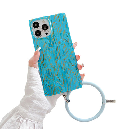 Anymob iPhone Case Sky Blue Luxury Glitter Shell Pattern with Bracelet Cover-Mobile Phone Cases-PEROZ Accessories