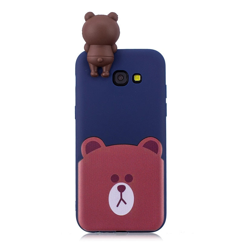 Anymob Samsung Case Brown Bear Soft Silicone 3D Unicorn Panda Phone Cover Protection-Mobile Phone Cases-PEROZ Accessories