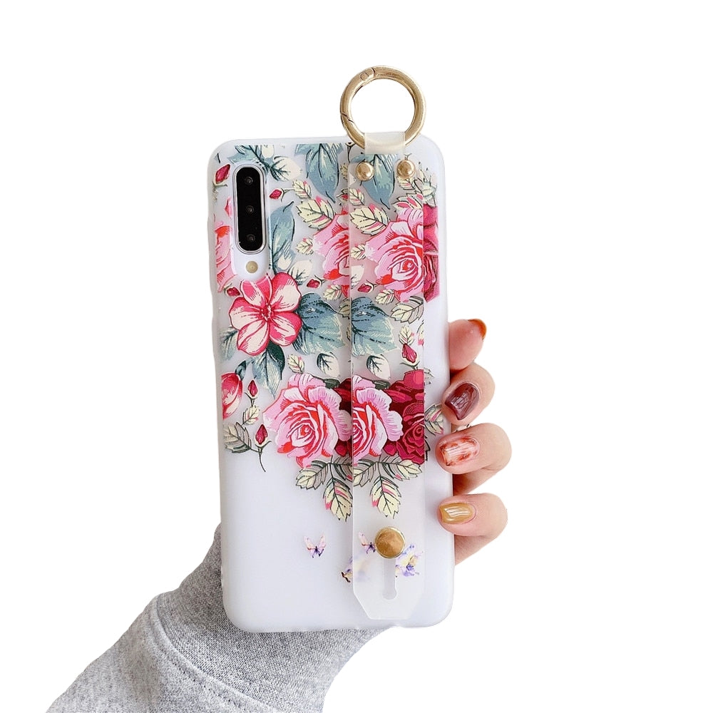 Anymob Samsung Pink Flower Flowers Case Wrist Strap Cover-Mobile Phone Cases-PEROZ Accessories