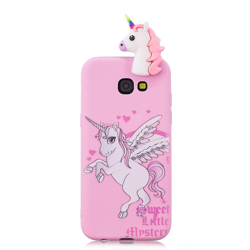 Anymob Samsung Case Pink Unicorn Soft Silicone 3D Unicorn Panda Phone Cover Protection-Mobile Phone Cases-PEROZ Accessories