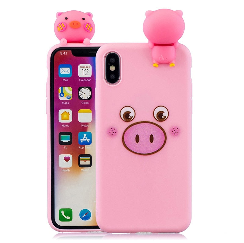 Anymob iPhone Pig 3D Toys Case Soft Silicone Cartoon Cover-Mobile Phone Cases-PEROZ Accessories