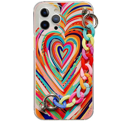 Anymob iPhone Case Rainbow Art Graffiti Love Heart Bracelet Colorful Chain Soft Silicone Case-Mobile Phone Cases-PEROZ Accessories