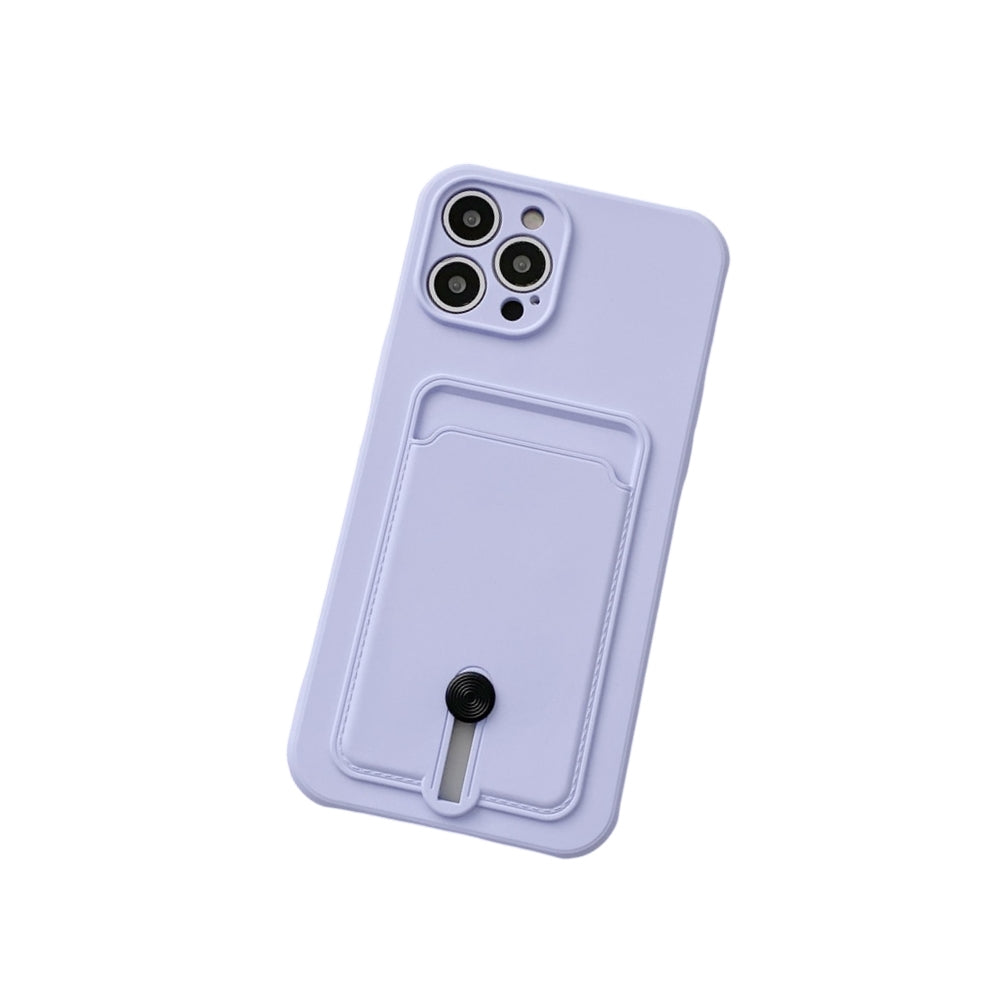 Anymob iPhone Lavender Wallet Card Holder Soft Silicone Phone Case Candy Color Shockproof Cover-Mobile Phone Cases-PEROZ Accessories