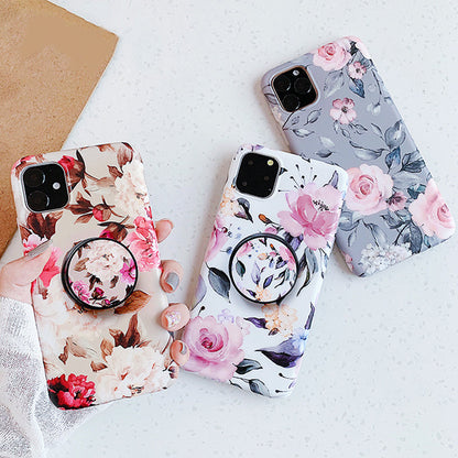 Anymob iPhone Pjnk Orchid Ring Stand Case Back Cover Silicone Phone Cases-Mobile Phone Cases-PEROZ Accessories