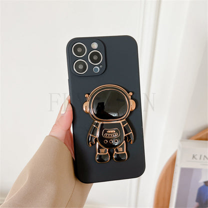Anymob iPhone Black 3D Astronaut Folding Stand Shockproof Soft Silicon Cover-Mobile Phone Cases-PEROZ Accessories