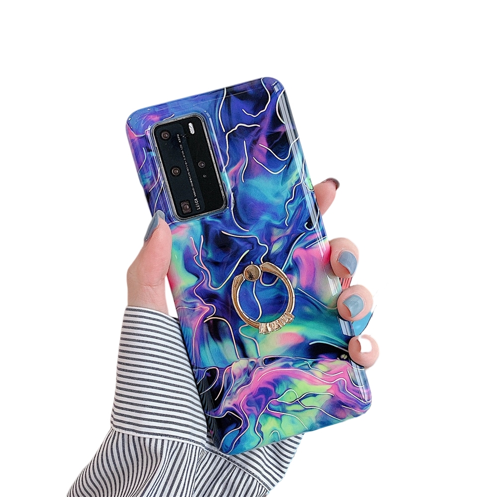 Anymob Samsung Violet And Pink Marble Finger Ring Phone Case Soft Silicon Cover-Mobile Phone Cases-PEROZ Accessories