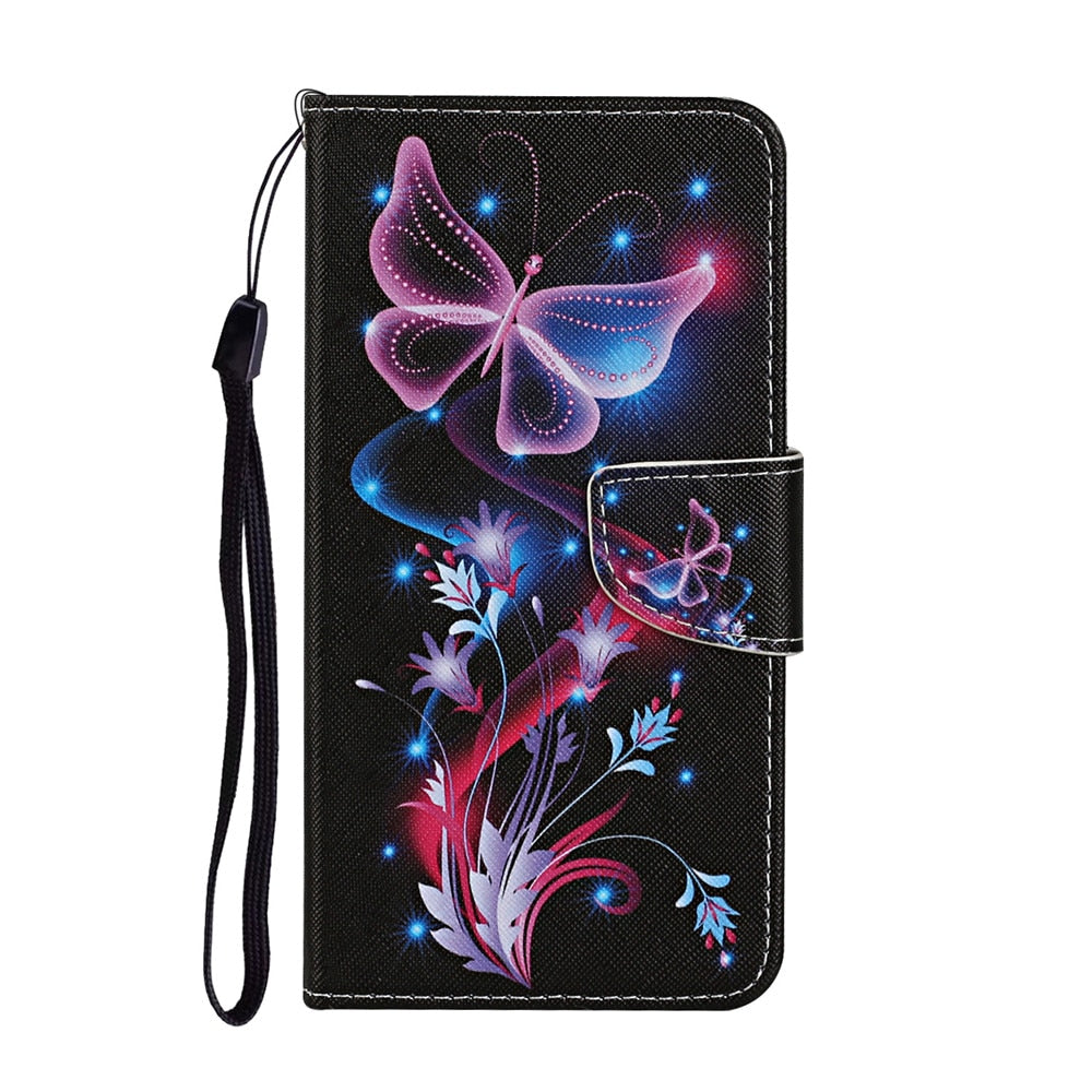 Anymob Samsung Neon Butterfly Flip Wallet Phone Case Leather Stand Function Cover-Mobile Phone Cases-PEROZ Accessories