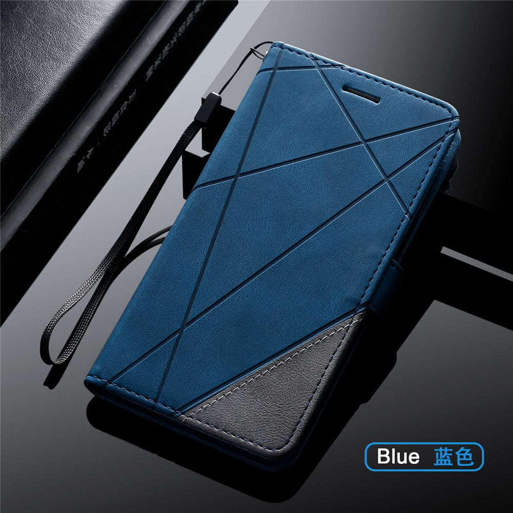 Anymob Huawei Case Blue Leather Flip Cover Wallet Phone Bag Shell Protection-Mobile Phone Cases-PEROZ Accessories