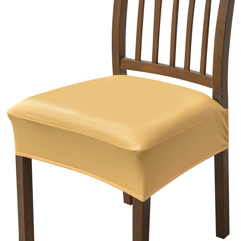 Anyhouz Chair Cover Yellow PU Leather Seat Slipcover Chair Cover for Kitchen Hotel Banquet Dining Living Room-Chair Cover-PEROZ Accessories