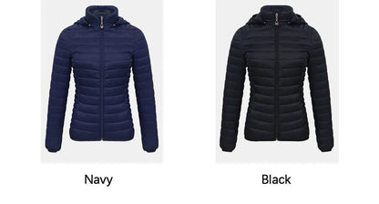 Anychic Womens Padded Puffer Jacket 5XL Red Solid Lightweight Warm Outdoor Parka Clothing With Detachable Hood-Coats &amp; Jackets-PEROZ Accessories