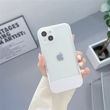 Anymob iPhone Case White Candy Color Stand Holder Bracket Soft Transparent Silicon Shockproof Cover-Mobile Phone Cases-PEROZ Accessories